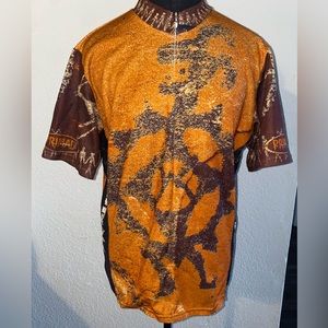 Primal Wear Cycling Jersey Men's Large Red orange, brown Torque Full Zip Bike